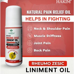 The Hakim Rheumo Zesic Liniment Oil – Herbal Roll-On (60ml) for Joint & Muscular Pain Relief